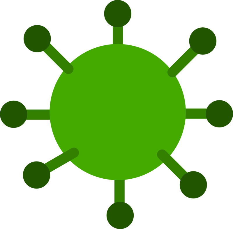 Wirus; grafika na potrzeby zadania, zrodlo: https://commons.wikimedia.org/wiki/Category:Viruses#/media/File:Green_Virus_Public_Domain.png
